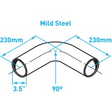 Exhaust Elbow 90º Bend (Short Radius), Mild Steel - 3.5"